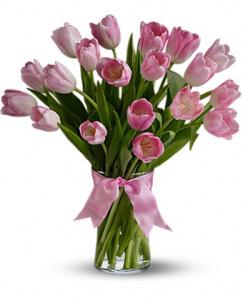 Precious Pink Tulips arranged in a Vase